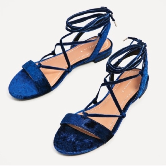 blue lace up flats